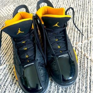 Men’s black Jordans size 8. Worn one time.  Excellent condition